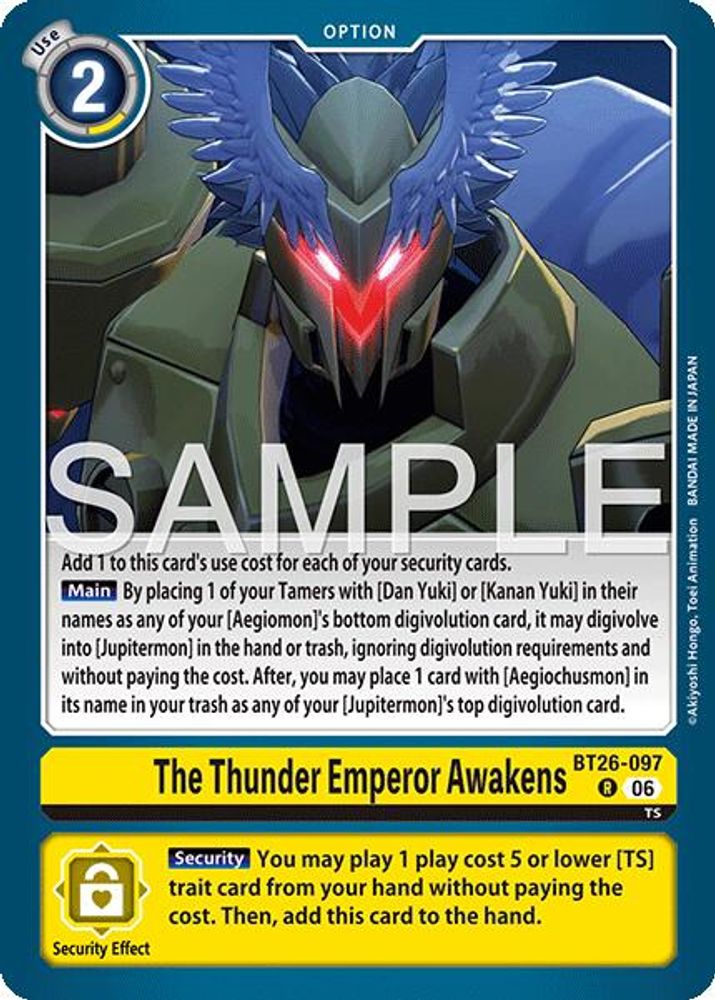 The Thunder Emperor Awakens (BT26-097) Rare - Digimon Timeless Bonds