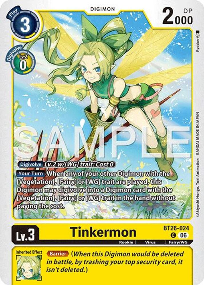PLAYSET 4x Tinkermon -  (BT26-024) Common - Digimon Timeless Bonds