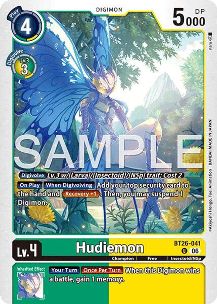 PLAYSET 4x Hudiemon -  (BT26-041) Uncommon - Digimon Timeless Bonds