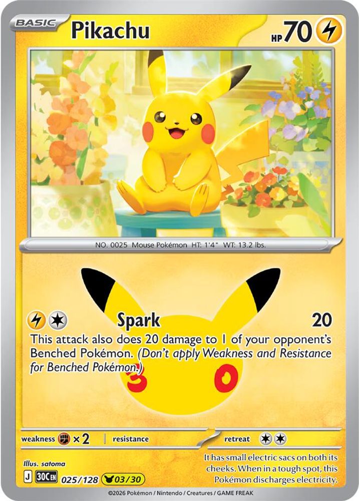 Pikachu [03/30] - 025/128 -  (Pikachu Rare) - Pokemon ME 30th Celebration