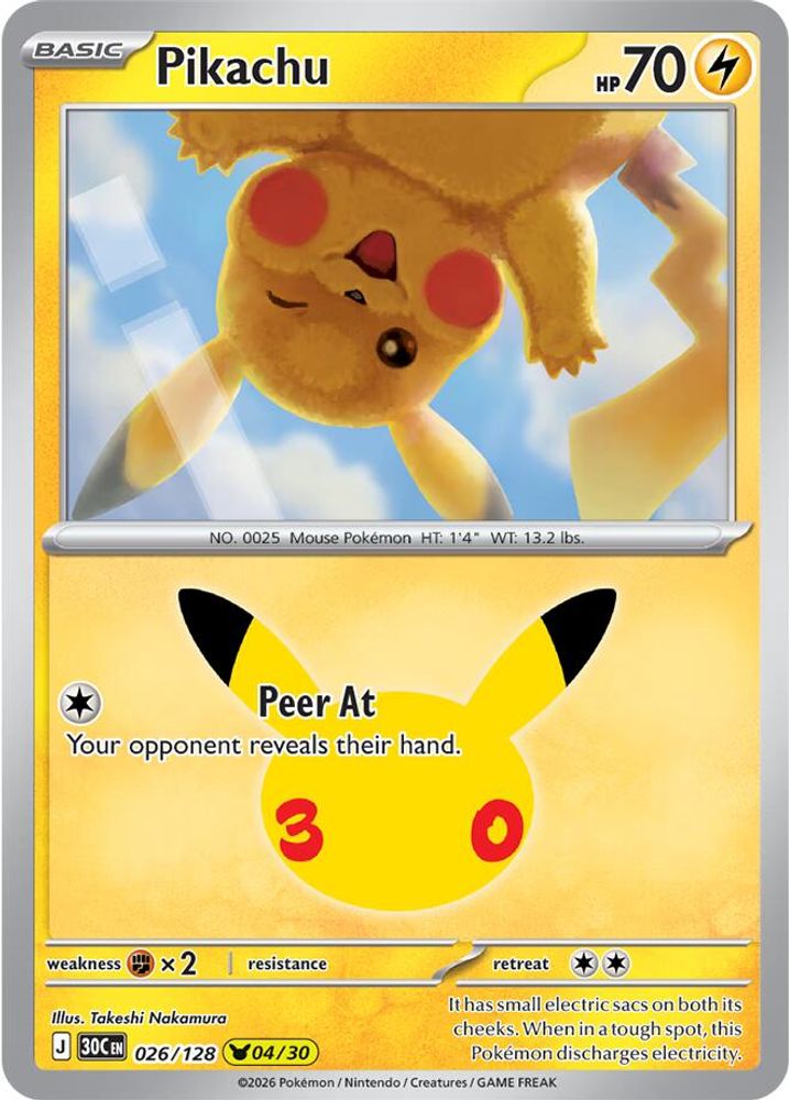 Pikachu [04/30] - 026/128 -  (Pikachu Rare) - Pokemon ME 30th Celebration