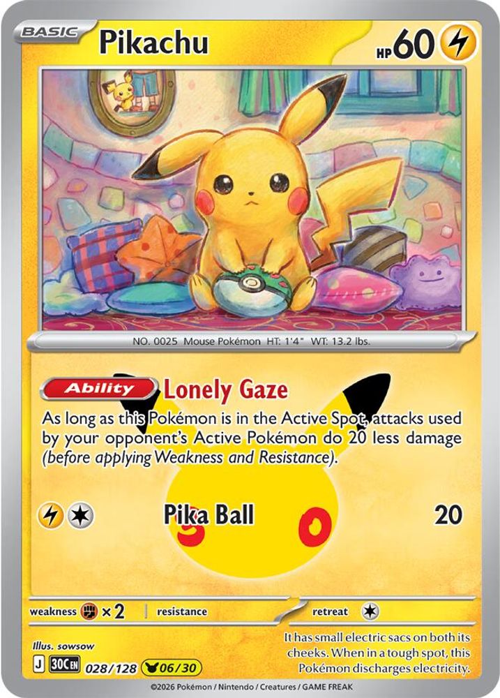 Pikachu [06/30] - 028/128 -  (Pikachu Rare) - Pokemon ME 30th Celebration