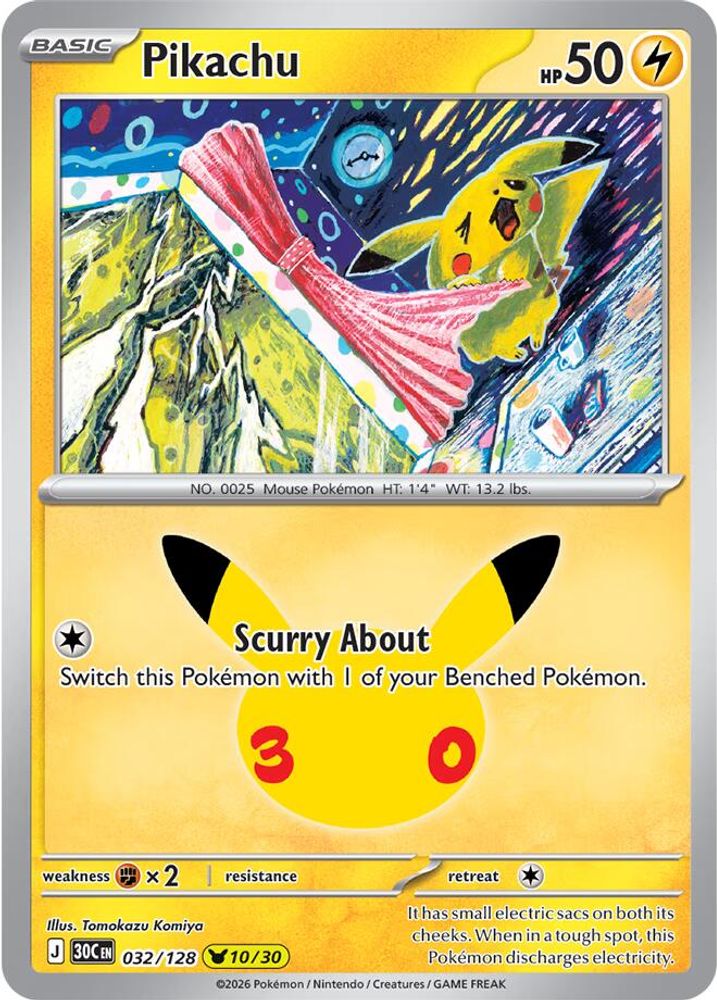 Pikachu [10/30] - 032/128 -  (Pikachu Rare) - Pokemon ME 30th Celebration