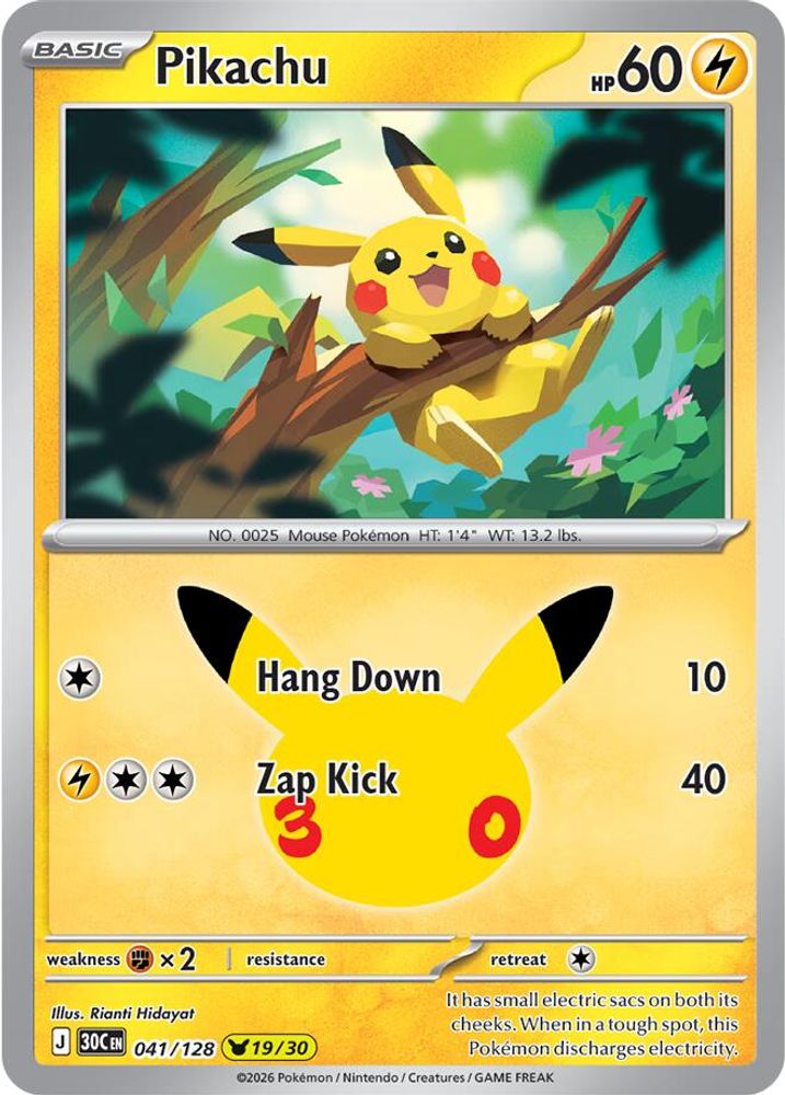 Pikachu [19/30] - 041/128 -  (Pikachu Rare) - Pokemon ME 30th Celebration