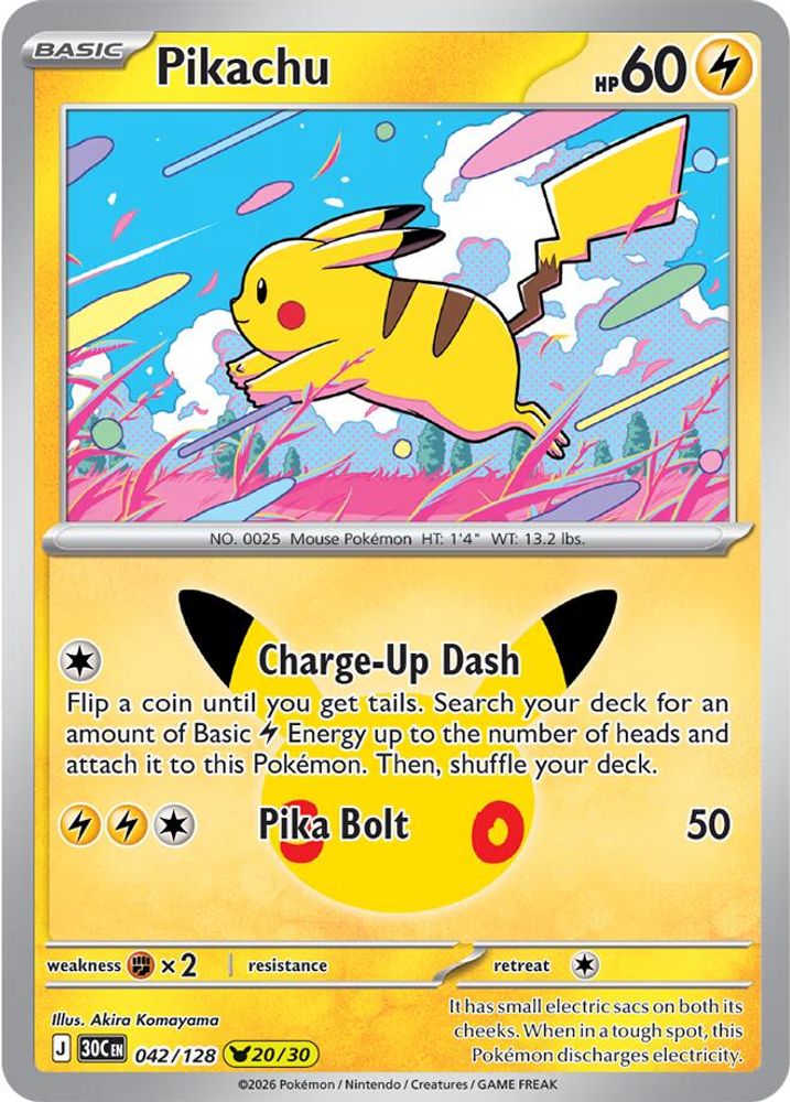 Pikachu [20/30] - 042/128 -  (Pikachu Rare) - Pokemon ME 30th Celebration