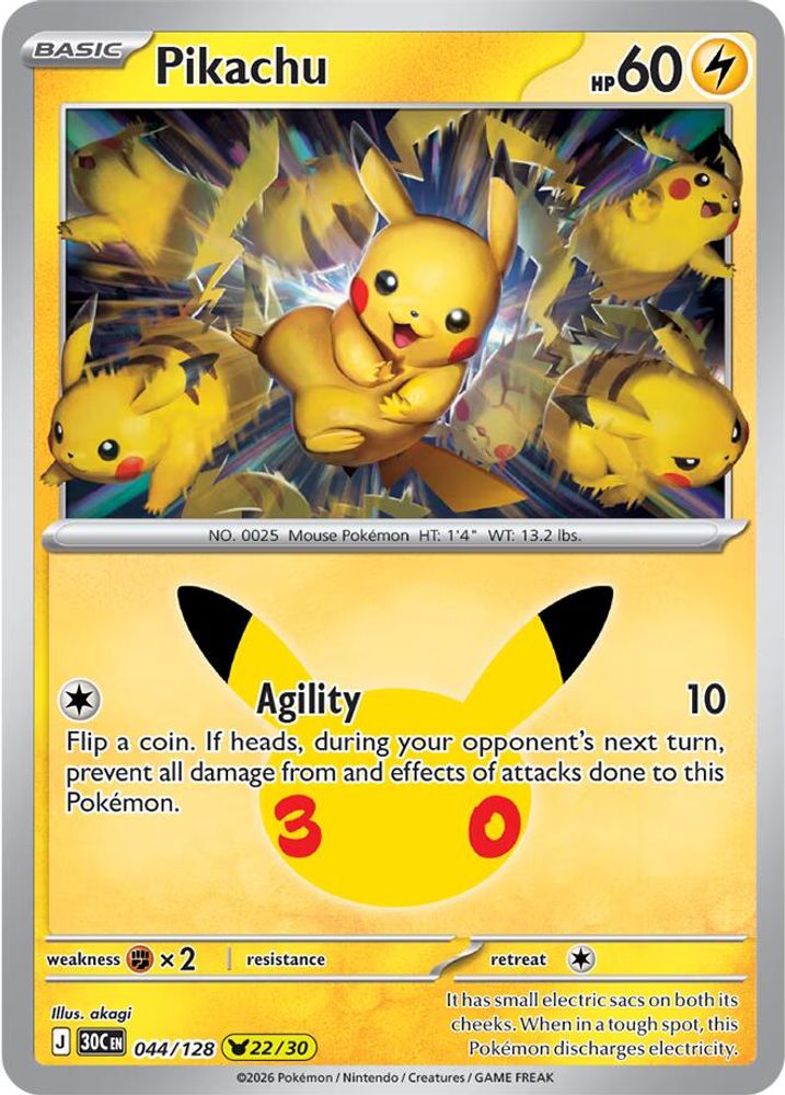Pikachu [22/30] - 044/128 -  (Pikachu Rare) - Pokemon ME 30th Celebration