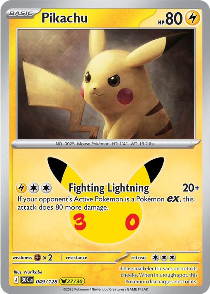 Pikachu [27/30] - 049/128 -  (Pikachu Rare) - Pokemon ME 30th Celebration