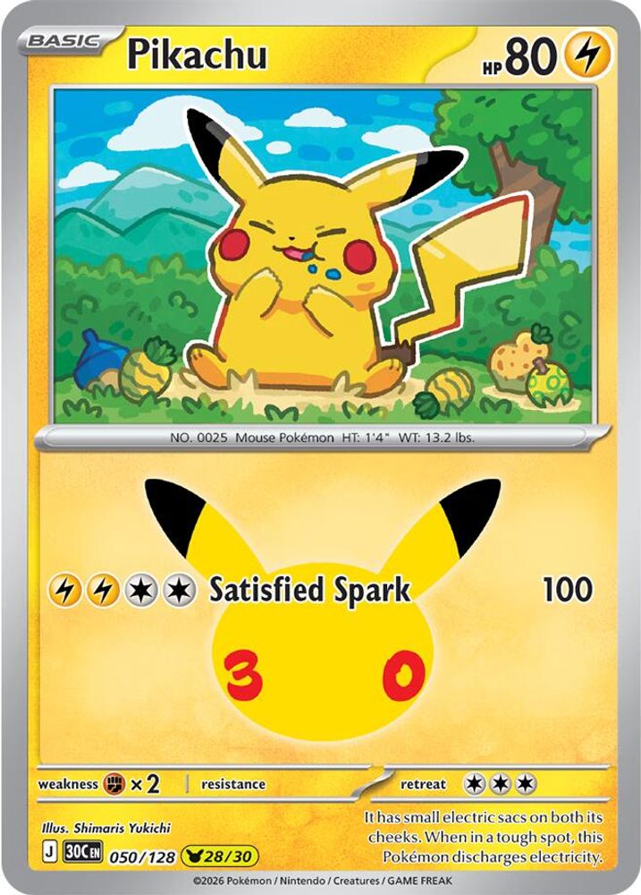Pikachu [28/30] - 050/128 -  (Pikachu Rare) - Pokemon ME 30th Celebration