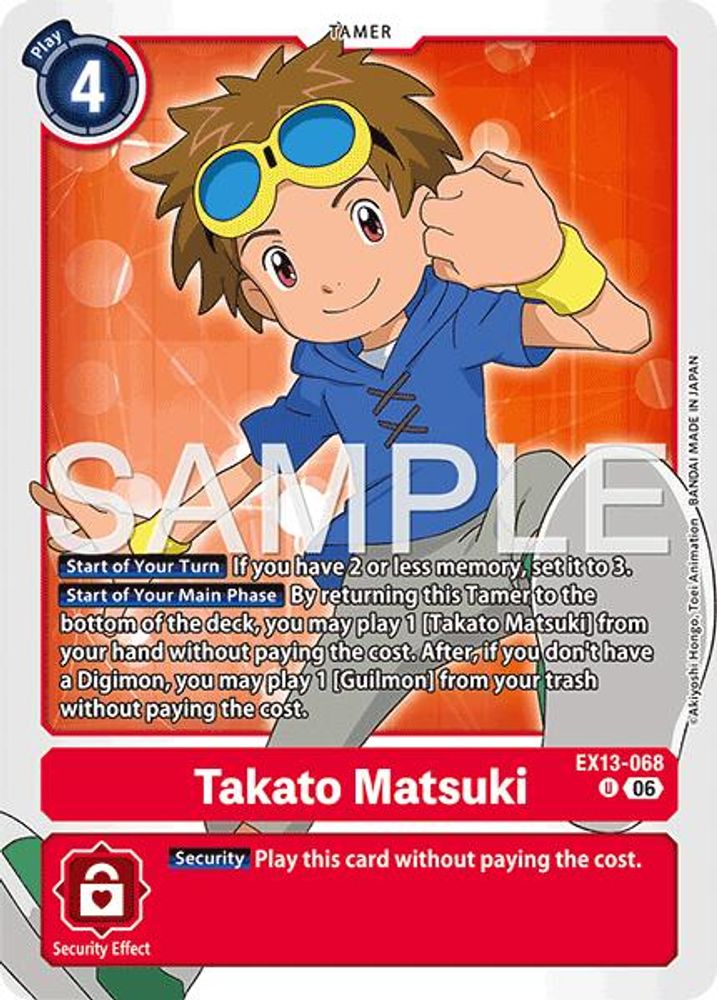 PLAYSET (4) 4x Takato Matsuki (EX13-068) Uncommon - Digimon EX-13 Chivalrous XIII-Cherry Collectables