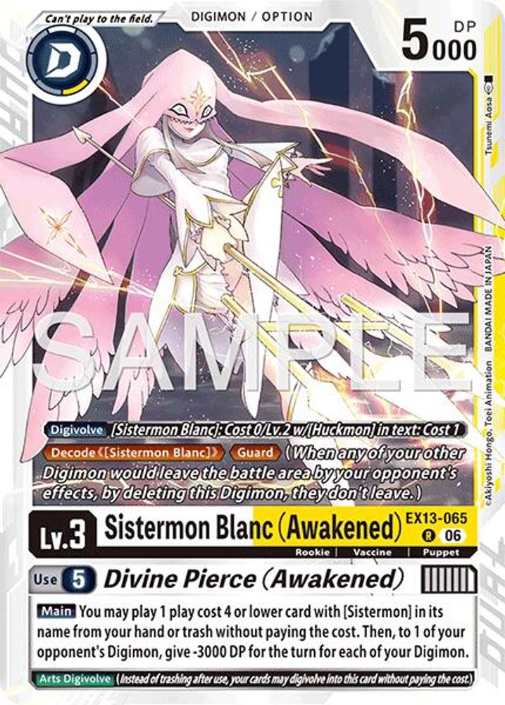 Sistermon Blanc (Awakened) // Divine Pierce (Awakened) (EX13-065) Rare - Digimon EX-13 Chivalrous XIII-Cherry Collectables