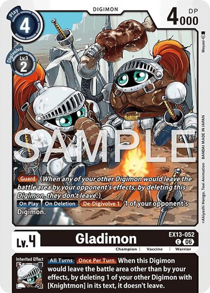 PLAYSET (4) 4x Gladimon (EX13-052) Common - Digimon EX-13 Chivalrous XIII-Cherry Collectables