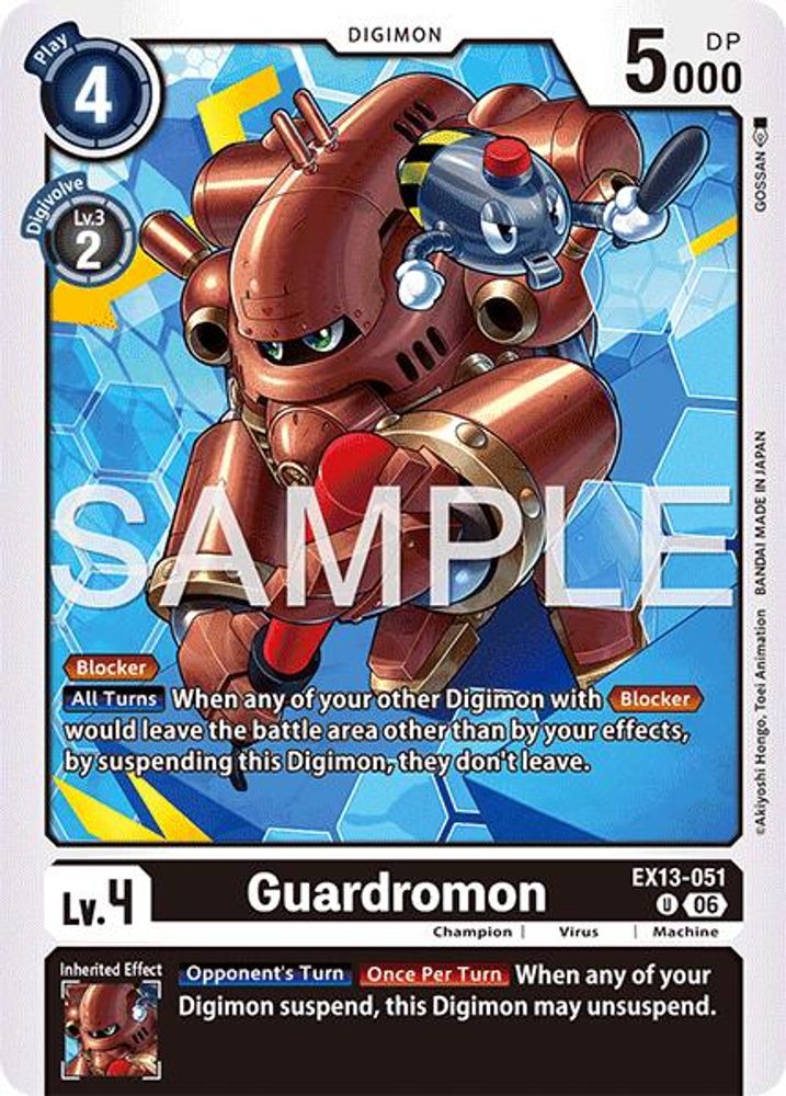 PLAYSET (4) 4x Guardromon (EX13-051) Uncommon - Digimon EX-13 Chivalrous XIII-Cherry Collectables