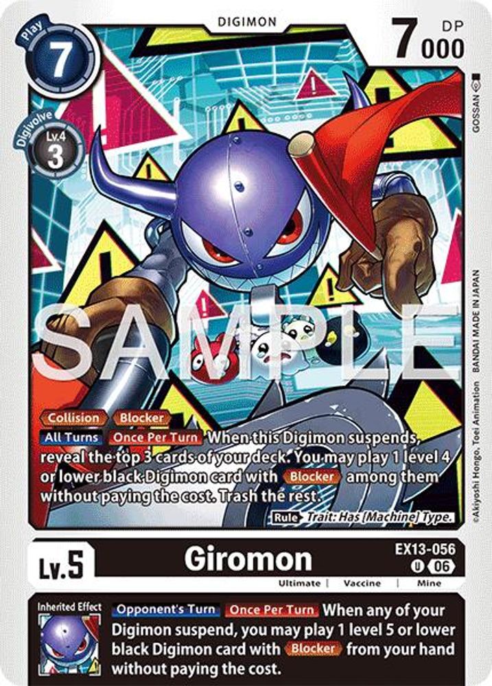 PLAYSET (4) 4x Giromon (EX13-056) Uncommon - Digimon EX-13 Chivalrous XIII-Cherry Collectables