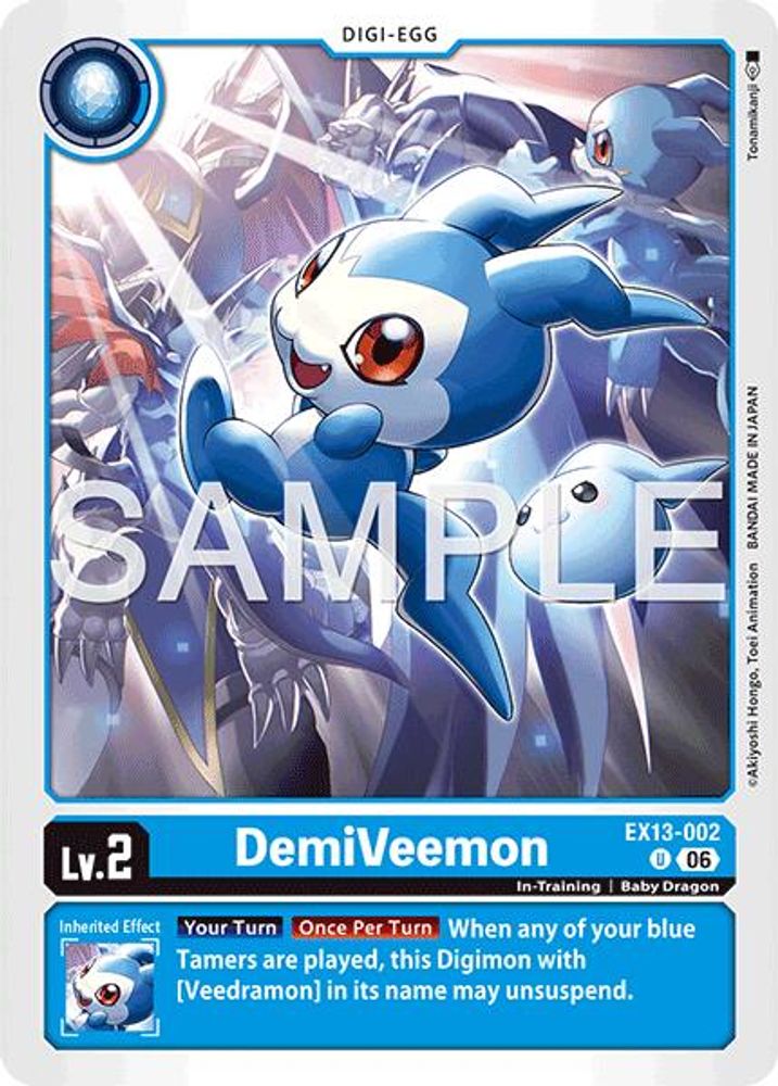 PLAYSET (4) 4x DemiVeemon (EX13-002) Uncommon - Digimon EX-13 Chivalrous XIII-Cherry Collectables