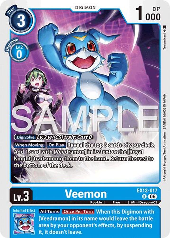 Veemon (EX13-017) Rare - Digimon EX-13 Chivalrous XIII-Cherry Collectables