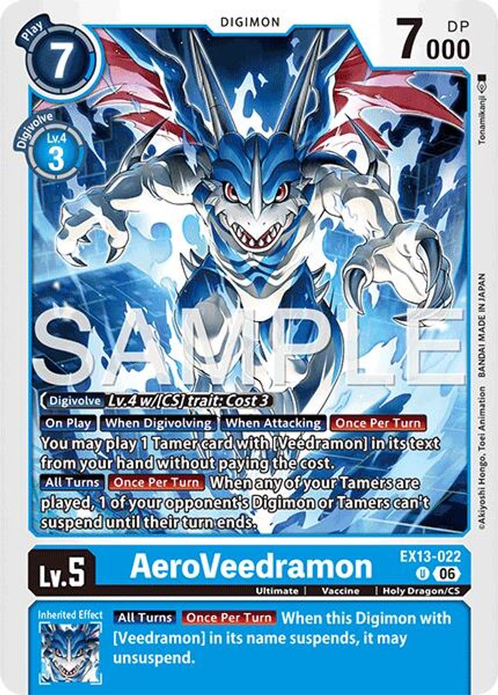 PLAYSET (4) 4x AeroVeedramon (EX13-022) Uncommon - Digimon EX-13 Chivalrous XIII-Cherry Collectables