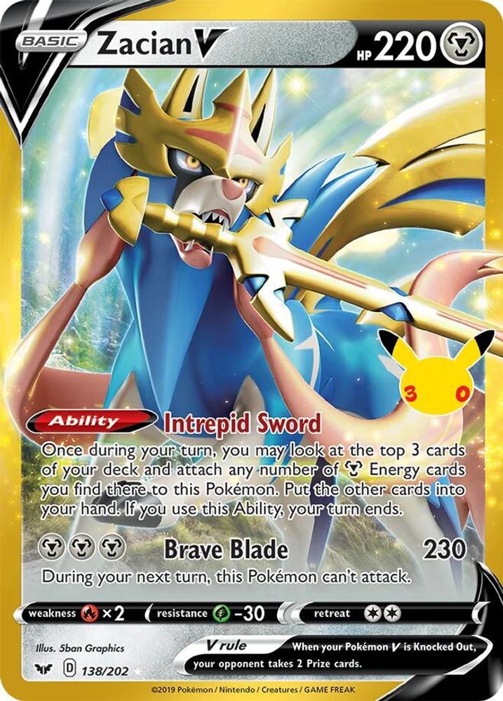 Zacian V - [  138/202 ] -  Pokemon ME 30th Celebration Classic Collection