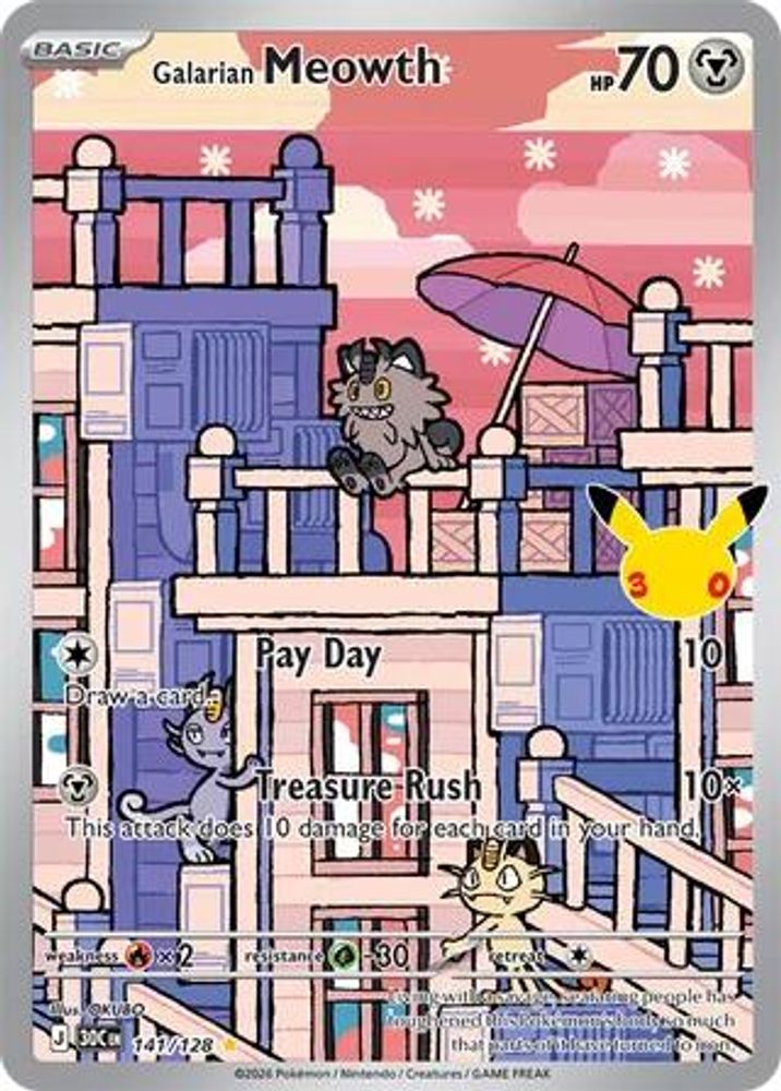Galarian Meowth - [  141/128 ] -  Illustration Rare - Pokemon ME 30th Celebration