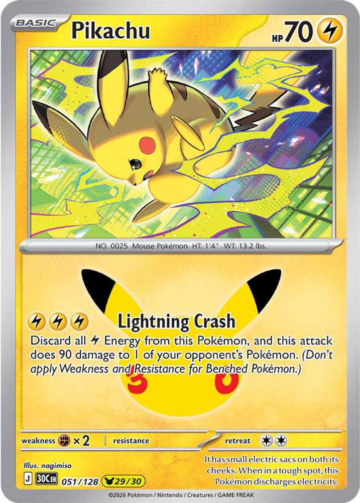Pikachu [29/30] - 051/128 -  (Pikachu Rare) - Pokemon ME 30th Celebration