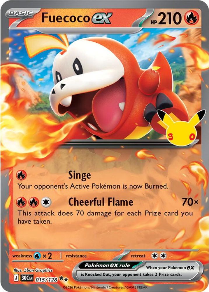 Fuecoco ex - [  015/128 ] -  Double Rare - Pokemon ME 30th Celebration
