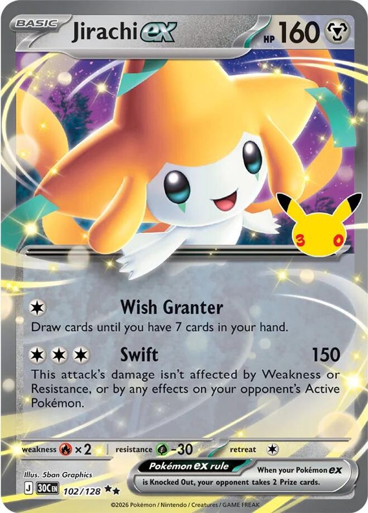 Jirachi ex - [  102/128 ] -  Double Rare - Pokemon ME 30th Celebration