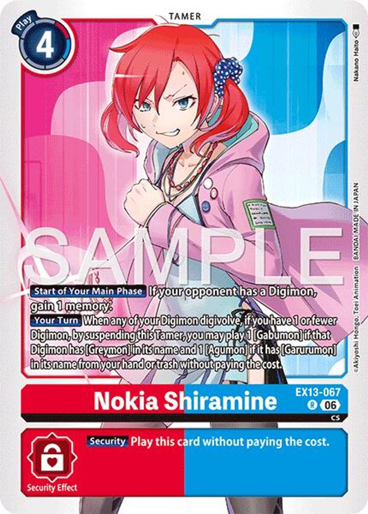 Nokia Shiramine (EX13-067) Rare - Digimon EX-13 Chivalrous XIII-Cherry Collectables