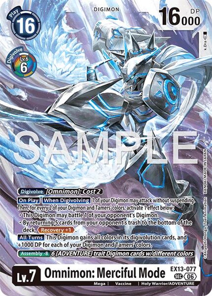 Omnimon: Merciful Mode (EX13-077) Secret Rare - Digimon EX-13 Chivalrous XIII-Cherry Collectables
