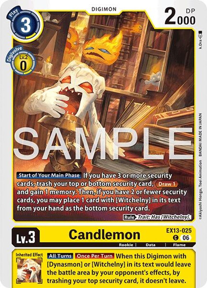 PLAYSET (4) 4x Candlemon (EX13-025) Common - Digimon EX-13 Chivalrous XIII-Cherry Collectables