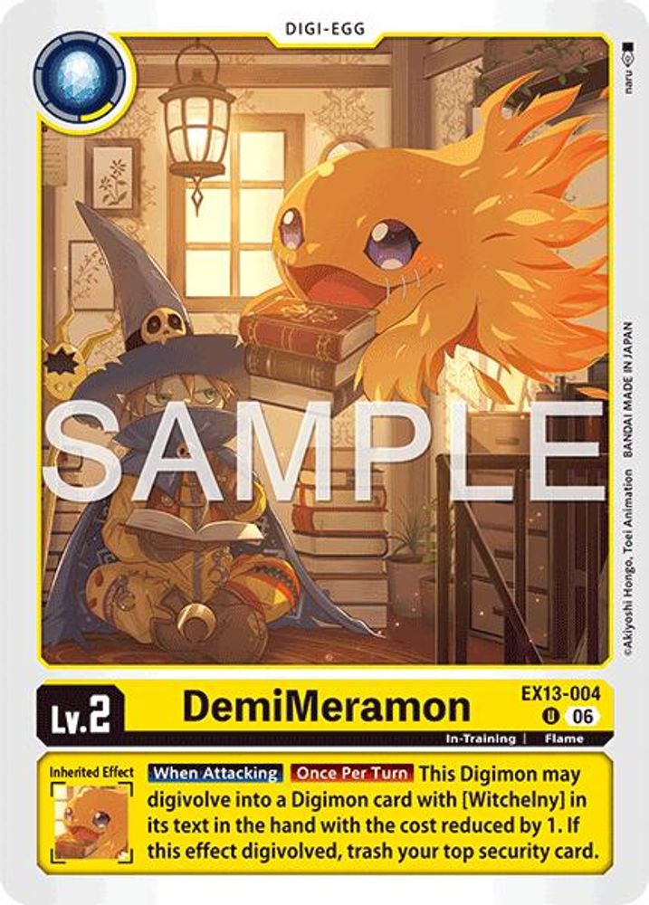 PLAYSET (4) 4x DemiMeramon (EX13-004) Uncommon - Digimon EX-13 Chivalrous XIII-Cherry Collectables