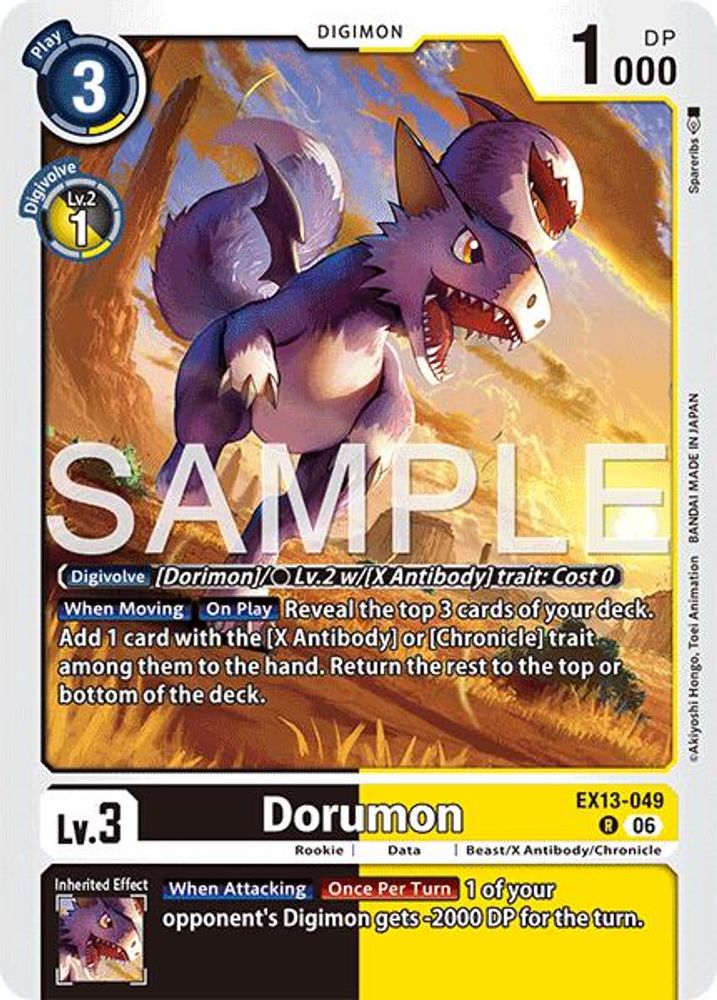 Dorumon (EX13-049) Rare - Digimon EX-13 Chivalrous XIII-Cherry Collectables