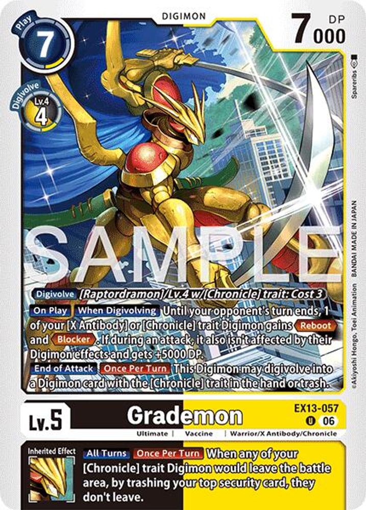 PLAYSET (4) 4x Grademon (EX13-057) Uncommon - Digimon EX-13 Chivalrous XIII-Cherry Collectables