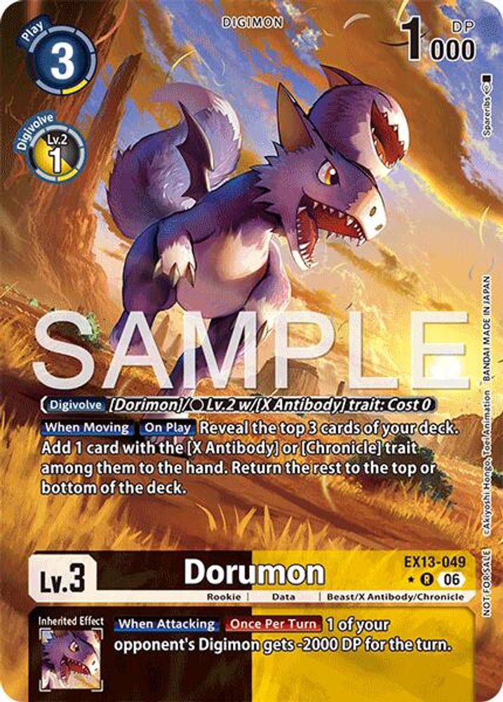 [ ALTERNATE ART ] Dorumon (Extended Art) (EX13-049) ★R - Digimon EX-13 Chivalrous XIII-Cherry Collectables