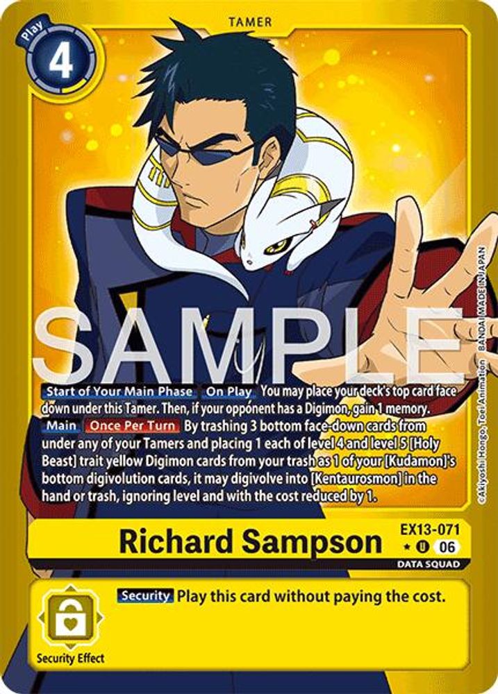 [LIMITED FOIL] Richard Sampson (Limited Foil) (EX13-071) ★U - Digimon EX-13 Chivalrous XIII-Cherry Collectables
