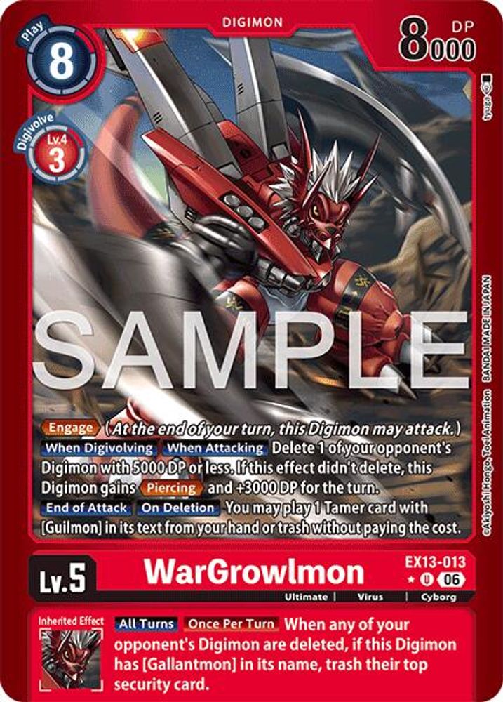 [LIMITED FOIL] WarGrowlmon (Limited Foil) (EX13-013) ★U - Digimon EX-13 Chivalrous XIII-Cherry Collectables