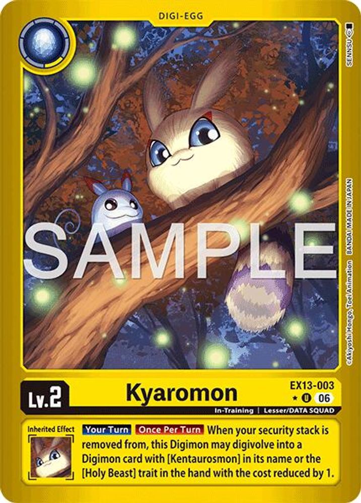 [LIMITED FOIL] Kyaromon (Limited Foil) (EX13-003) ★U - Digimon EX-13 Chivalrous XIII-Cherry Collectables