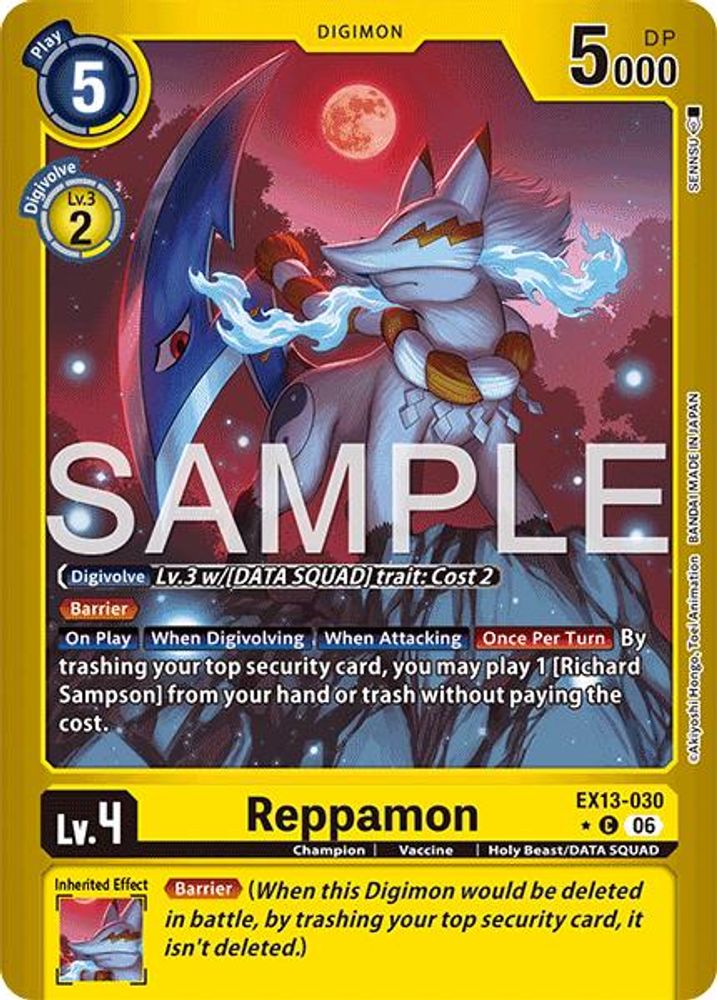 [LIMITED FOIL] Reppamon (Limited Foil) (EX13-030) ★C - Digimon EX-13 Chivalrous XIII-Cherry Collectables