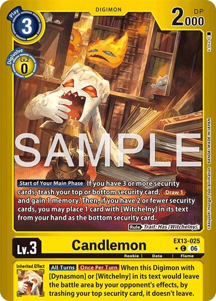 [LIMITED FOIL] Candlemon (Limited Foil) (EX13-025) ★C - Digimon EX-13 Chivalrous XIII-Cherry Collectables