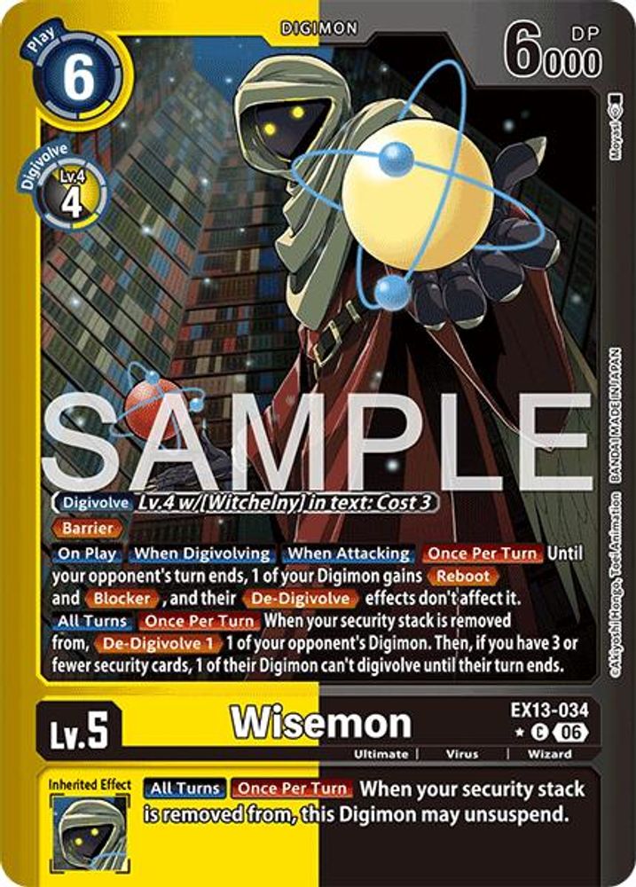 [LIMITED FOIL] Wisemon (Limited Foil) (EX13-034) ★C - Digimon EX-13 Chivalrous XIII-Cherry Collectables