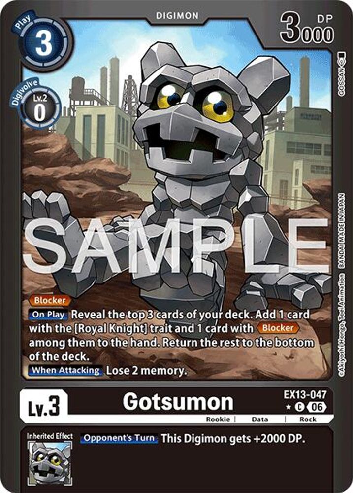 [LIMITED FOIL] Gotsumon (Limited Foil) (EX13-047) ★C - Digimon EX-13 Chivalrous XIII-Cherry Collectables