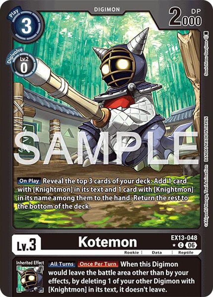 [LIMITED FOIL] Kotemon (Limited Foil) (EX13-048) ★C - Digimon EX-13 Chivalrous XIII-Cherry Collectables