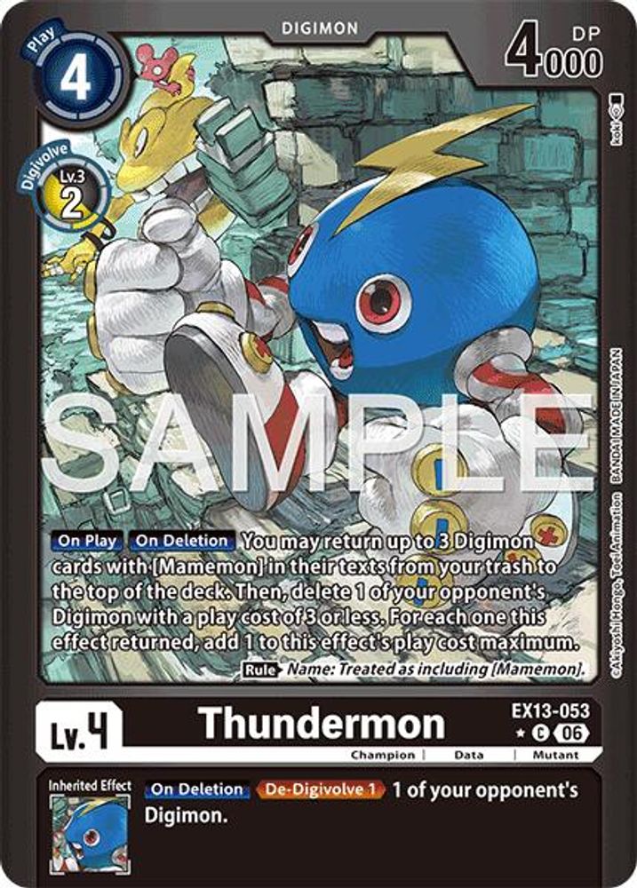 [LIMITED FOIL] Thundermon (Limited Foil) (EX13-053) ★C - Digimon EX-13 Chivalrous XIII-Cherry Collectables