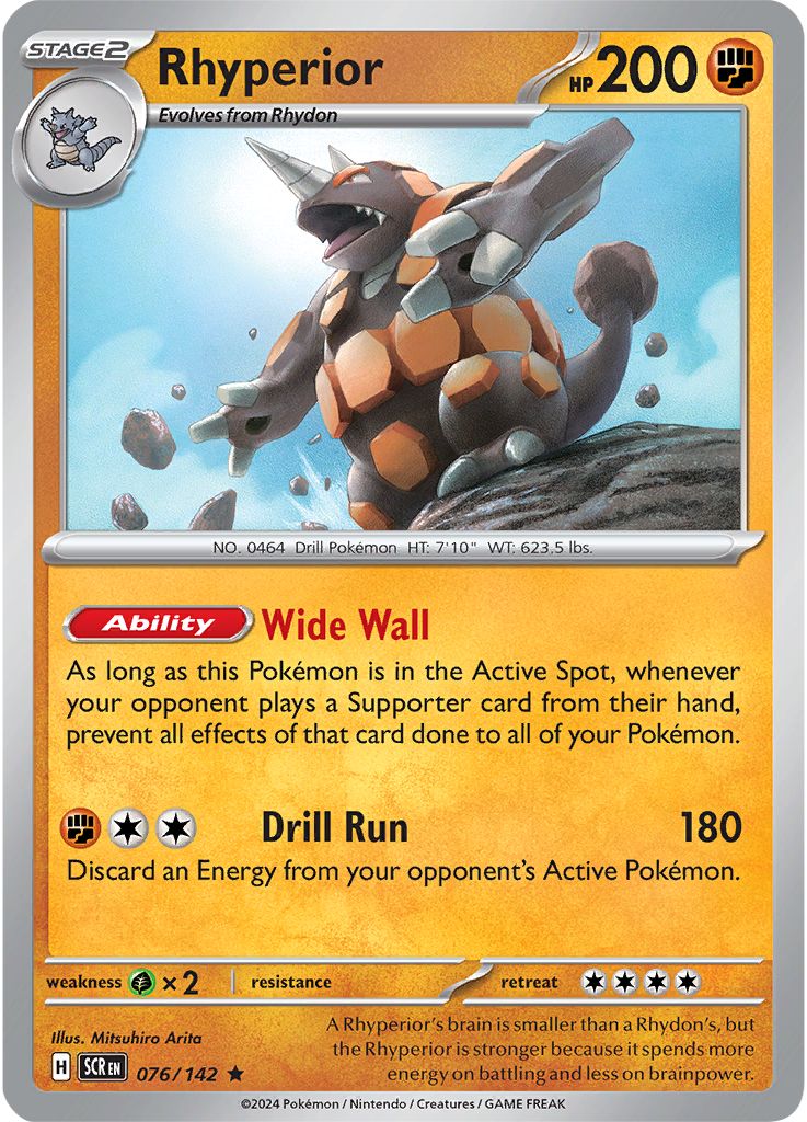 076/142 - Rhyperior - Holo Rare Stellar Crown