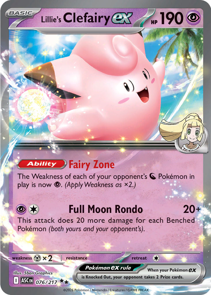 Lillie's Clefairy ex - ( 076/217 ) - Double Rare - Pokemon ME Ascended Heroes