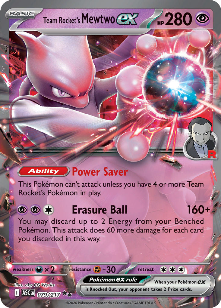 Team Rocket's Mewtwo ex - ( 079/217 ) - Double Rare - Pokemon ME Ascended Heroes