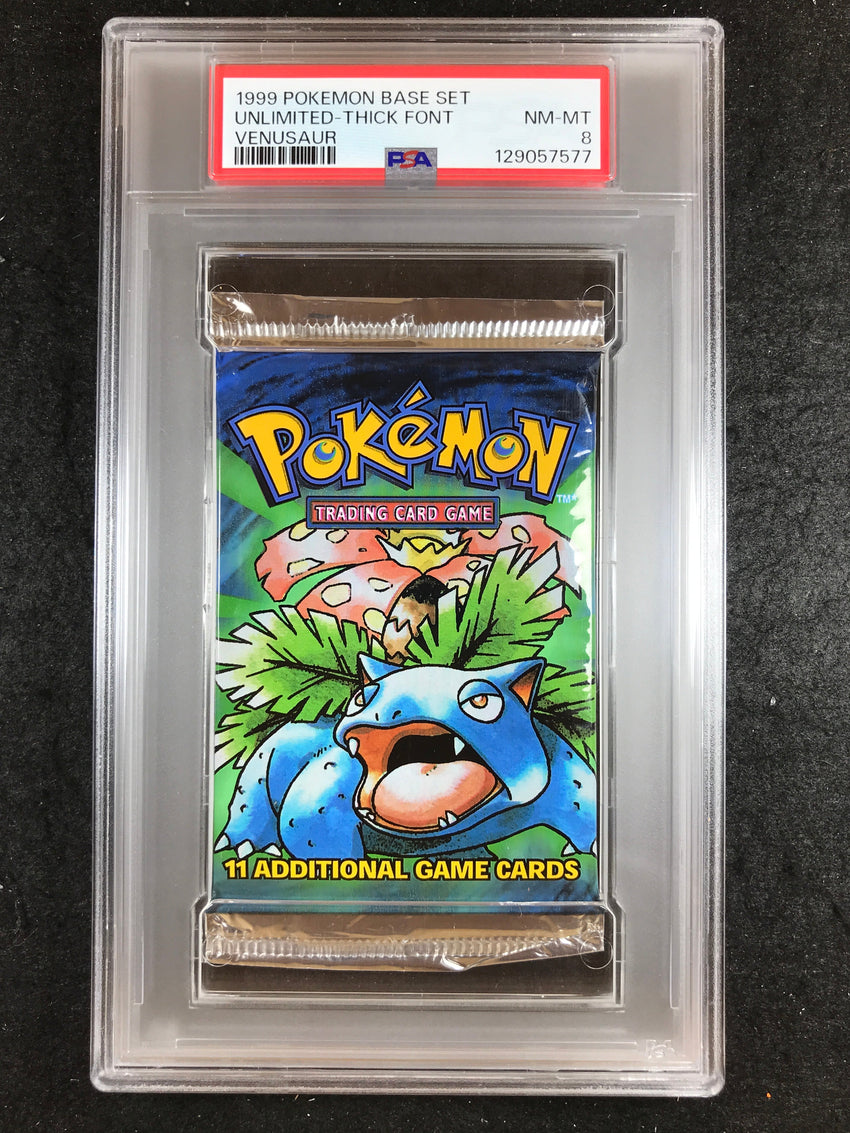 PSA 8 Pokemon 1999 Base Set Thick Font Booster Pack Unlimited