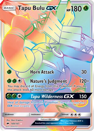 HYPER RARE Tapu Bulu GX - 149/147 - Burning Shadows