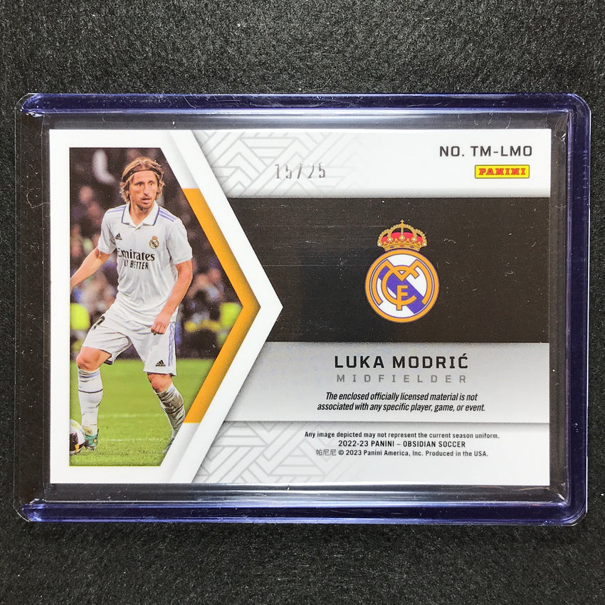 2022-23 Obsidian Luka Modric Trifecta Material Relic Electric Etch Red 15/25