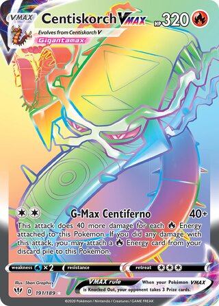 HYPER RARE Centiskorch Vmax - 191/189 - Darkness Ablaze