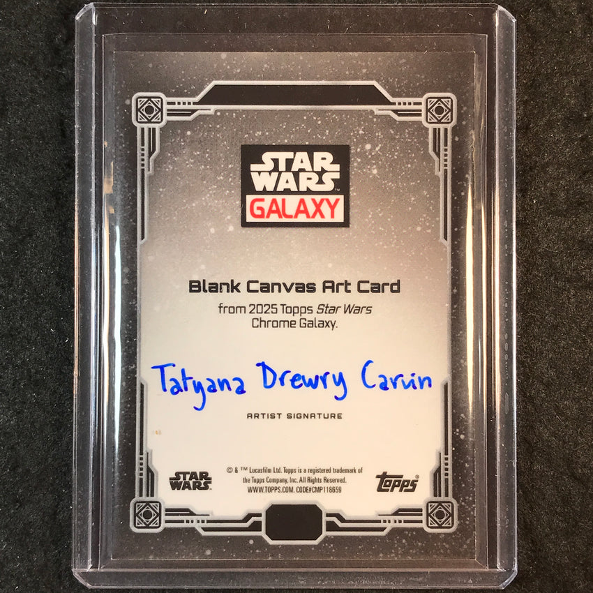 2025 Star Wars Chrome Galaxy AHSOKA Blank Canvas Art Sketch 1/1 TATYANA CARVIN
