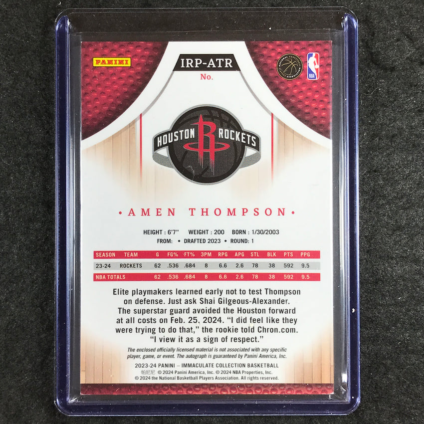 2023-24 Immaculate AMEN THOMPSON Rookie Retro Patch Auto 6/15